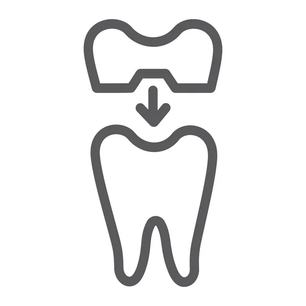 Піктограма лінії зубної корони, зуби та стоматологія, знак зуба, векторна графіка, лінійний візерунок на білому тлі . — стоковий вектор