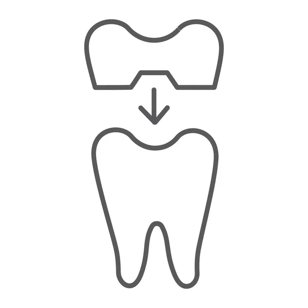 Іконка тонкої лінії зубів, зубів та стоматології, знак зуба, векторна графіка, лінійний візерунок на білому тлі . — стоковий вектор