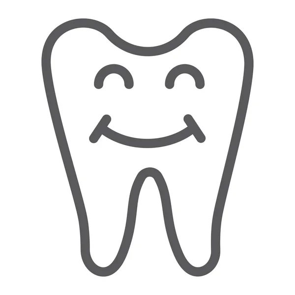 Icône de ligne de dent heureuse, dents et dentisterie, signe dentaire souriant, graphiques vectoriels, un motif linéaire sur un fond blanc . — Image vectorielle