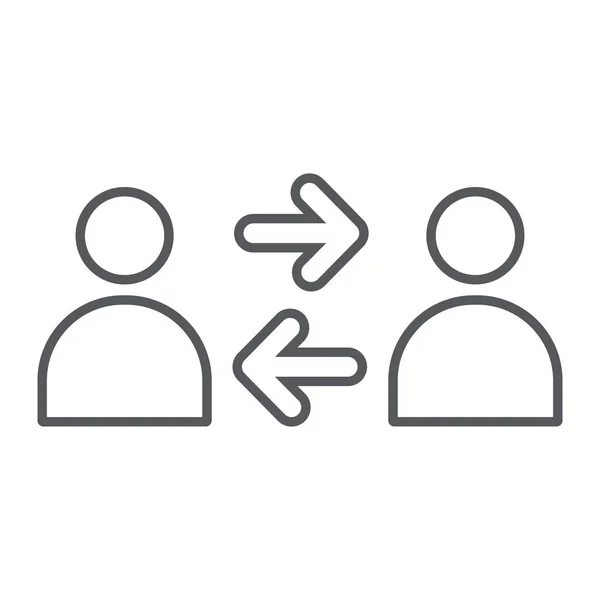 People exchange thin line icon, connection and person, people communication sign, vector graphics, a linear pattern on a white background.