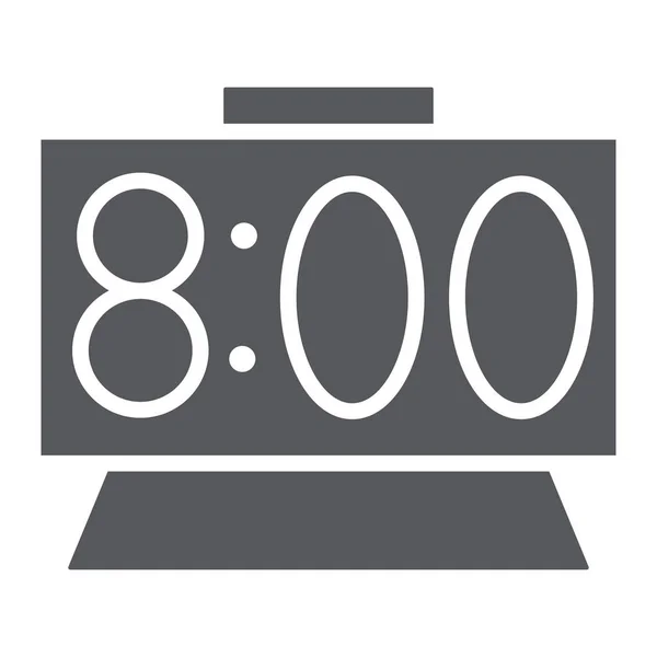 Icono del glifo del tiempo, reloj y hora, signo de reloj digital, gráficos vectoriales, un patrón sólido sobre un fondo blanco . — Vector de stock