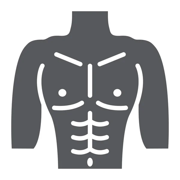 Icône de glyphe de torse masculin, alimentation et corps, signe de figure de l'homme, graphiques vectoriels, un motif solide sur un fond blanc . — Image vectorielle