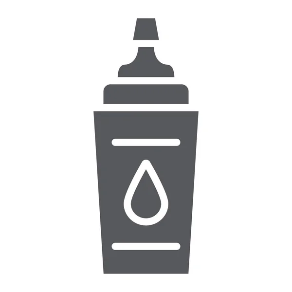 Deportes icono de glifo botella, fitness y bebida, signo de botella de agua, gráficos vectoriales, un patrón sólido sobre un fondo blanco . — Vector de stock