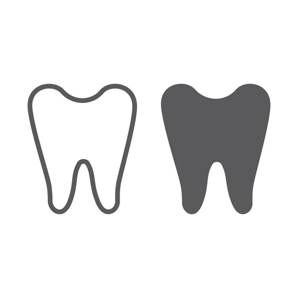 Ligne dentaire et icône de glyphe, dentiste et dentiste, signe dentaire, graphiques vectoriels, un motif linéaire sur un fond blanc . — Image vectorielle