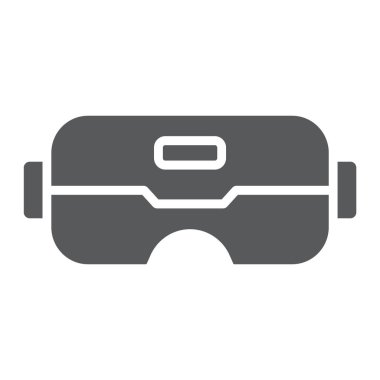 Vr gözlük glyph simgesi, oyun ve oyun, vr maske işareti, vektör grafik, beyaz bir arka plan üzerinde sağlam bir desen.
