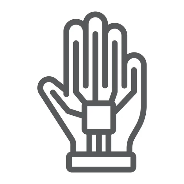 Icono de línea de guantes VR, virtual y tecnología, signo de guantes cableados, gráficos vectoriales, un patrón lineal sobre un fondo blanco . — Archivo Imágenes Vectoriales