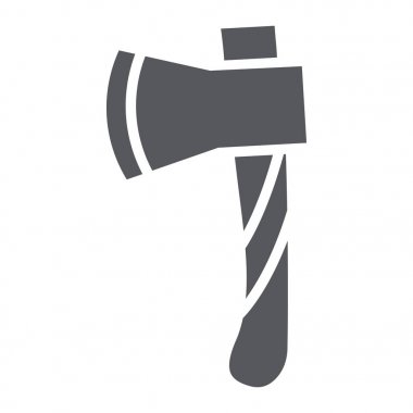 Ax glyph simgesi, araç ve kesim, balta işareti, vektör grafikleri, beyaz arka plan üzerinde sağlam bir desen.