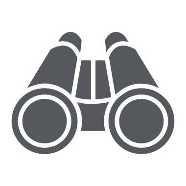 Dürbün glyph simgesi, optik ve zoom, gözetim işareti, vektör grafikleri, beyaz arka plan üzerinde sağlam bir desen.