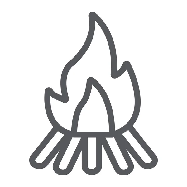 Lagerfeuer Linie Symbol, Feuer und brennen, Lagerfeuer Zeichen, Vektorgrafik, ein lineares Muster auf weißem Hintergrund. — Stockvektor