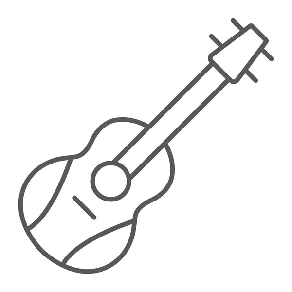 Gitarre Thin Line Icon, Melodie und Spiel, Musikinstrumentenzeichen, Vektorgrafik, ein lineares Muster auf weißem Hintergrund. — Stockvektor