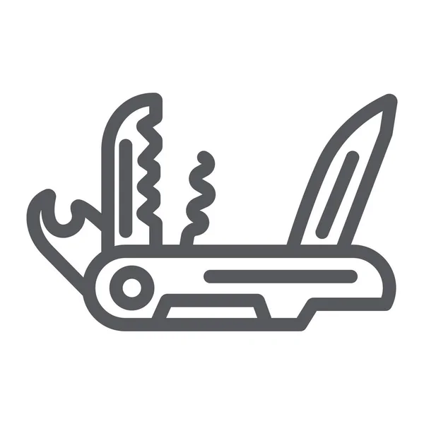 Multi tool line icon, camping and multifunction, pocket knife sign, vector graphics, a linear pattern on a white background.