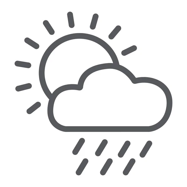 Icona della linea di pioggia, giorno e cielo, cartello meteo, grafica vettoriale, un motivo lineare su sfondo bianco . — Vettoriale Stock