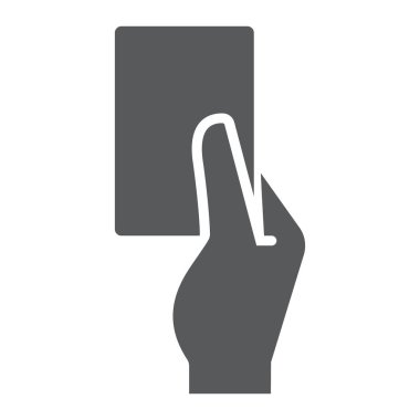 Hakem kartı glyph simgesi, spor ve futbol, kırmızı kart işareti, vektör grafik, beyaz bir arka plan üzerinde sağlam bir desen.