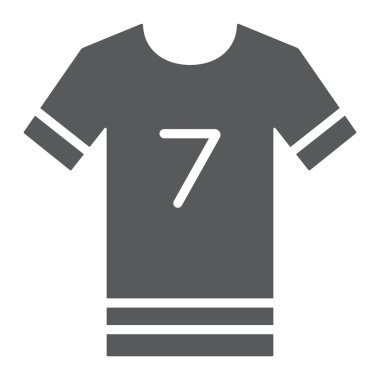 Futbol üniforma glyph simgesi, spor ve giysi, futbol tshirt işareti, vektör grafik, beyaz bir arka plan üzerinde sağlam bir desen.