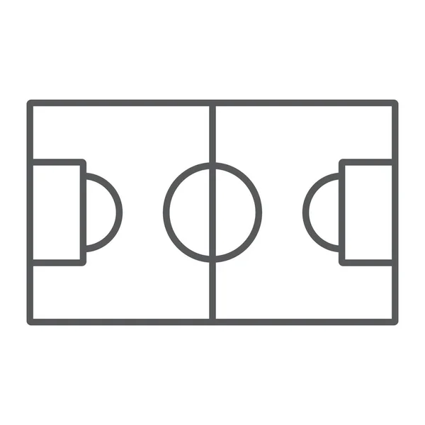 Campo de fútbol icono de línea delgada, deporte y fútbol, signo de estadio, gráficos vectoriales, un patrón lineal sobre un fondo blanco . — Vector de stock