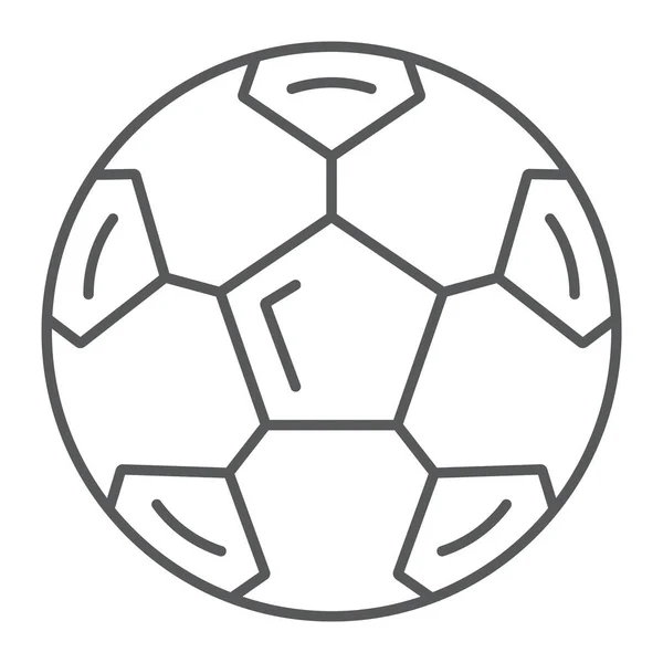 Icono de línea delgada de pelota de fútbol, deporte y equipo, signo de pelota de fútbol, gráficos vectoriales, un patrón lineal sobre un fondo blanco . — Vector de stock