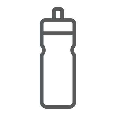 Spor şişe hattı simgesi, içecek ve konteyner, su şişesi işareti, vektör grafik, beyaz bir arka plan üzerinde doğrusal desen.