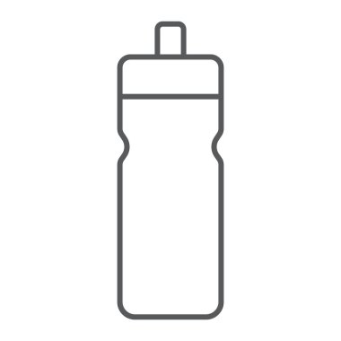 Spor şişe ince çizgi simgesi, içecek ve konteyner, su şişesi işareti, vektör grafik, beyaz bir arka plan üzerinde doğrusal desen.