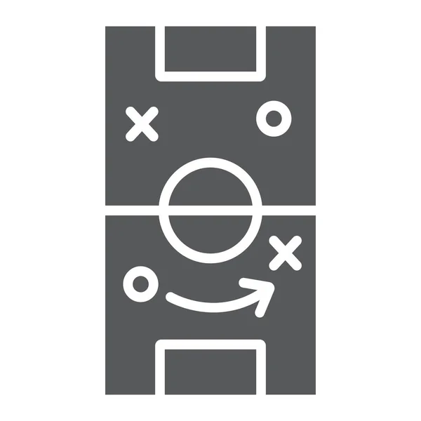 Icono de glifo de estrategia de fútbol, juego y campo, signo táctico de fútbol, gráficos vectoriales, un patrón sólido sobre un fondo blanco . — Vector de stock