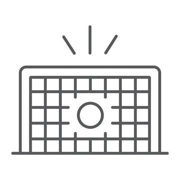 Soccer gate fine ligne icône, football et sport, signe d'objectif, graphiques vectoriels, un motif linéaire sur un fond blanc . — Image vectorielle