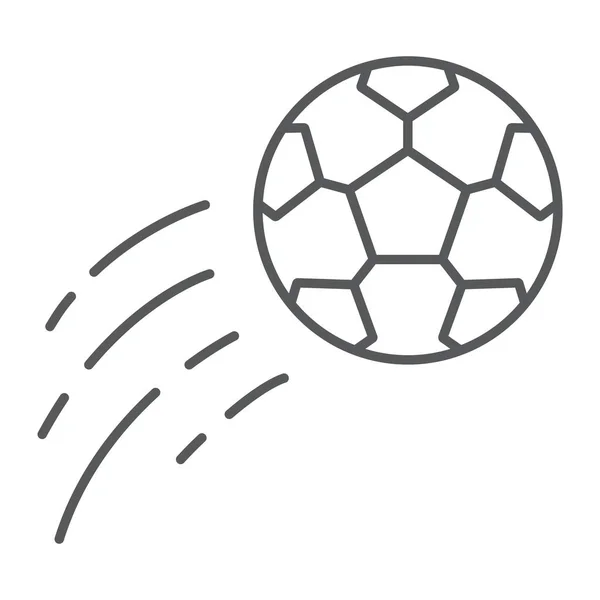 Volar pelota de fútbol delgada línea icono, juego y deporte, signo de fútbol, gráficos vectoriales, un patrón lineal sobre un fondo blanco . — Vector de stock