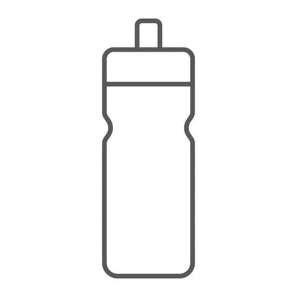 Deporte icono de línea delgada botella, bebida y contenedor, signo de botella de agua, gráficos vectoriales, un patrón lineal sobre un fondo blanco . — Vector de stock