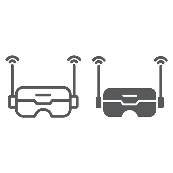 Fpv technology line und glyph icon, innovation and virtual, fpv glasses sign, vektorgrafik, ein lineares Muster auf weißem Hintergrund. — Stockvektor