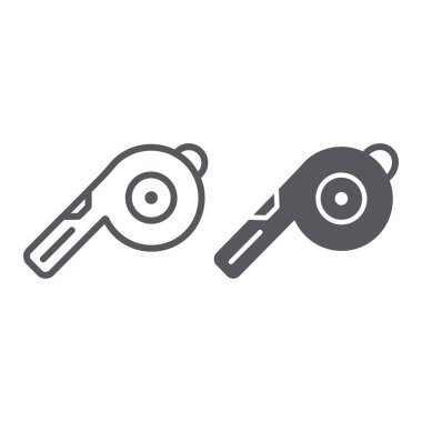 Islık hattı ve simge simgesi, ekipman ve spor, üfleyici işareti, vektör grafikleri, beyaz arkaplan üzerinde doğrusal desen.