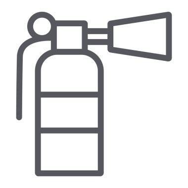 Yangın söndürücü hat simgesi, acil durum ve yangın söndürme, söndürme işareti, vektör grafikleri, beyaz arka plan üzerinde doğrusal bir desen.