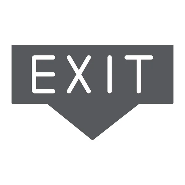 Exit-Glyph-Symbol, Notfall und Tür, Evakuierungsschild, Vektorgrafik, ein durchgehendes Muster auf weißem Hintergrund. — Stockvektor