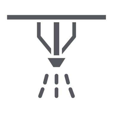 Yangın sprinkler sistemi glyph simgesi, koruma ve yangın, yangın dedektörü işareti, vektör grafik, beyaz bir arka plan üzerinde sağlam bir desen.