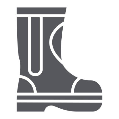 Yangın kauçuk botlar glyph simgesi, itfaiyeci ve giysi, itfaiyeci botları işareti, vektör grafik, beyaz bir arka plan üzerinde sağlam bir desen.