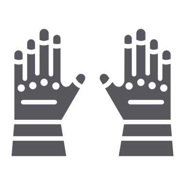 İtfaiyeci eldiven glyph simgesi, giysi ve koruma, lastik eldiven işareti, vektör grafik, beyaz bir arka plan üzerinde sağlam bir desen.