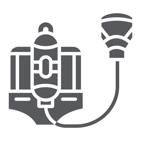 Glyphen-Symbol für Atemschutzmasken, Feuerwehrmann und Ausrüstung, Brandmaskenzeichen, Vektorgrafik, ein durchgehendes Muster auf weißem Hintergrund. — Stockvektor