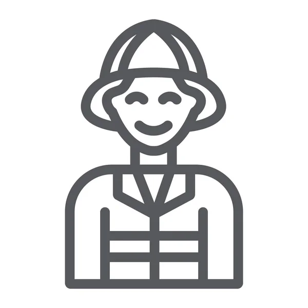 消防员线图标，消防和人，消防员标志，矢量图形，白色背景上的线性图案. — 图库矢量图片