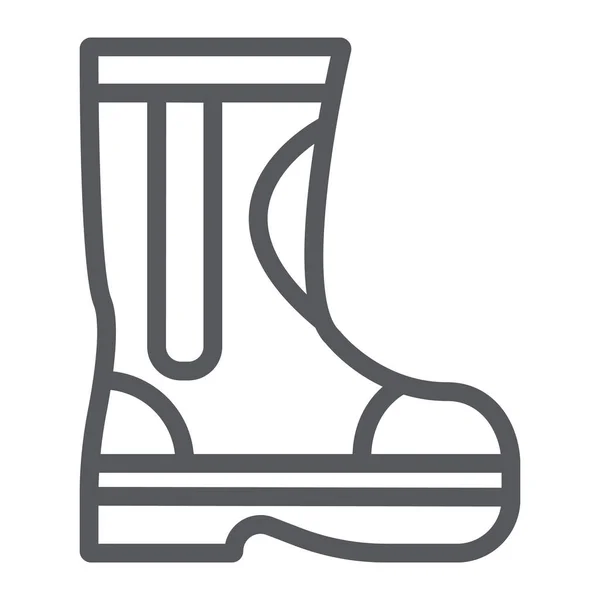 Fire rubber boots line icon, fireman and clothes, firefighter boots sign, vector graphics, a linear pattern on a white background. — Stock Vector