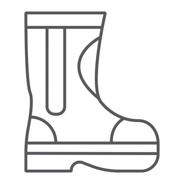 Fire rubber boots thin line icon, fireman and clothes, firefighter boots sign, vector graphics, a linear pattern on a white background. — Stock Vector