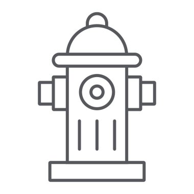 Yangın hidrant ince çizgi simgesi, ekipman ve koruma, söndürme işareti, vektör grafikleri, beyaz bir arka plan üzerinde doğrusal bir desen.