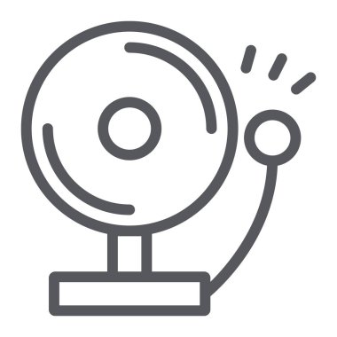 Yangın alarm hattı simgesi, uyarı ve acil durum, uyarı işareti, vektör grafikleri, beyaz arka plan üzerinde doğrusal bir desen.