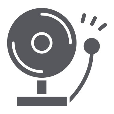 Yangın alarmı glyph simgesi, uyarı ve acil durum, uyarı işareti, vektör grafikleri, beyaz arka plan üzerinde sağlam bir desen.