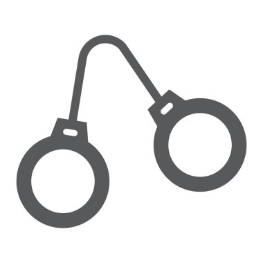 Kelepçegif glyph simgesi, adalet ve hukuk, zincir işareti, vektör grafikleri, beyaz arka plan üzerinde sağlam bir desen.