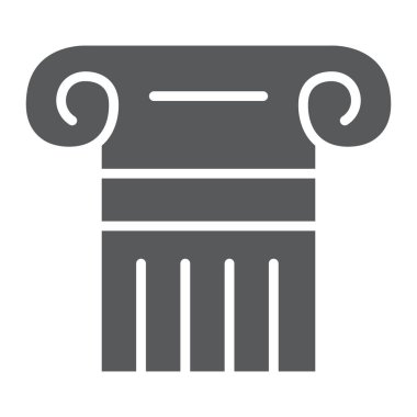 Yunan sütun glyph simgesi, sütun ve antika, yasallık işareti, vektör grafik, beyaz bir arka plan üzerinde sağlam bir desen.