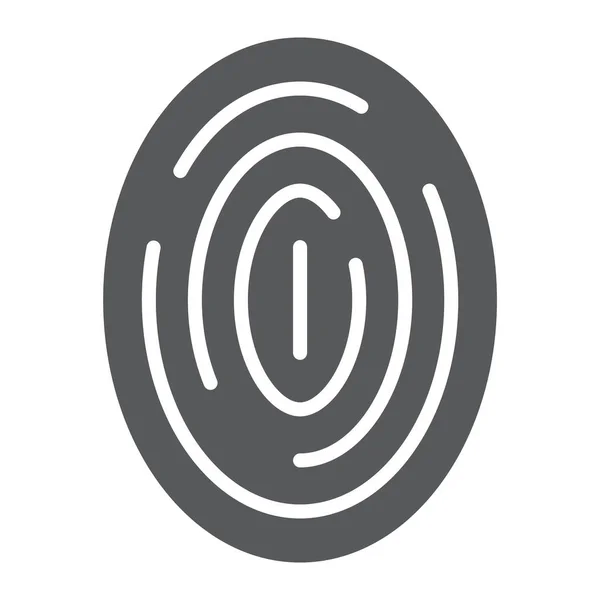 Icono de glifo de huellas dactilares, escaneo y huella digital, signo de identificación, gráficos vectoriales, un patrón sólido sobre un fondo blanco . — Vector de stock