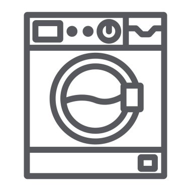 Washing machine line icon, appliance and wash, laundry sign, vector graphics, a linear pattern on a white background. clipart