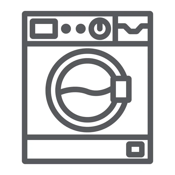 Icône de ligne de machine à laver, appareil et lavage, panneau de blanchisserie, graphiques vectoriels, un motif linéaire sur un fond blanc . — Image vectorielle