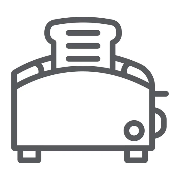 Toaster-Liniensymbol, Küche und Kochen, Utensilienschild, Vektorgrafik, ein lineares Muster auf weißem Hintergrund. — Stockvektor