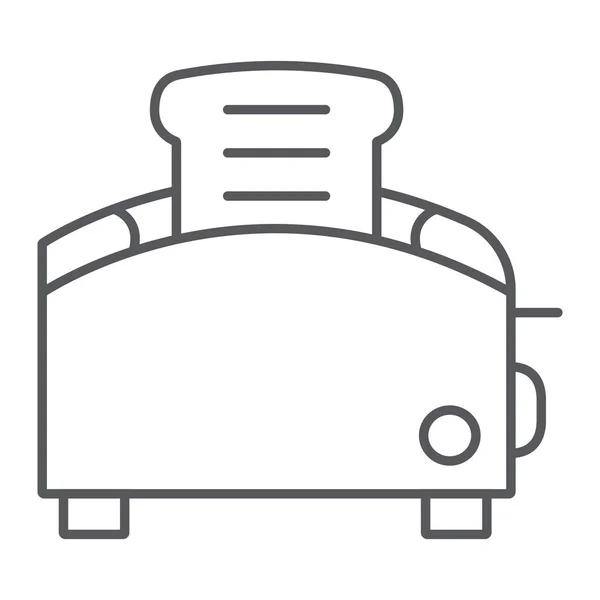 トースター細い線のアイコン、キッチンと料理、調理器具の看板、ベクトルグラフィックス、白い背景に線形パターン. — ストックベクタ