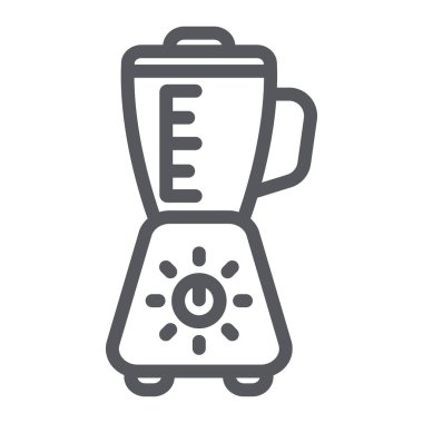 Blender çizgi simgesi, cihaz ve mutfak, mikser işareti, vektör grafikleri, beyaz arka plan üzerinde doğrusal desen.