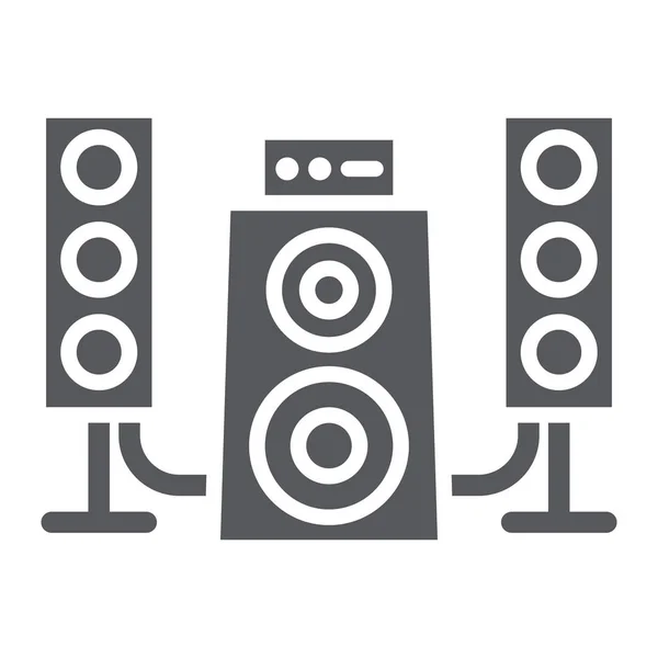 Système de haut-parleurs icône glyphe, audio et haut-parleur, signe du système de musique, graphiques vectoriels, un motif solide sur un fond blanc . — Image vectorielle