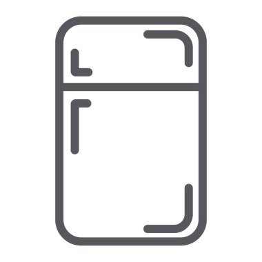 Buzdolabı çizgi simgesi, dondurucu ve ev, refregerator işareti, vektör grafikleri, beyaz arka plan üzerinde doğrusal bir desen.